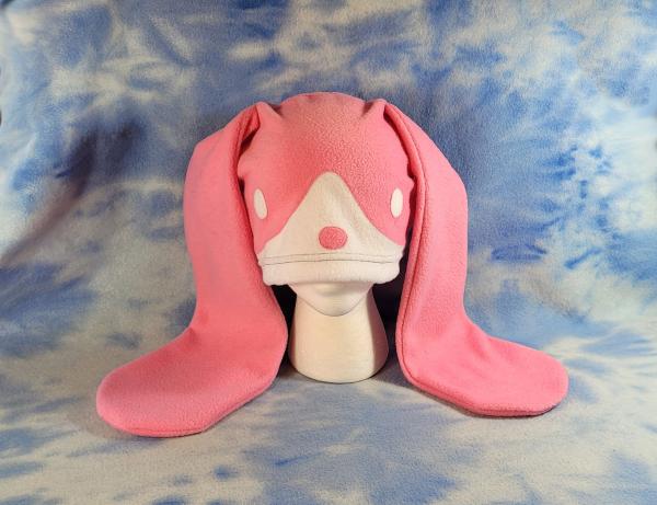 Strawberry Tuxedo Bunny Hat Fleece Ears Rabbit Pink