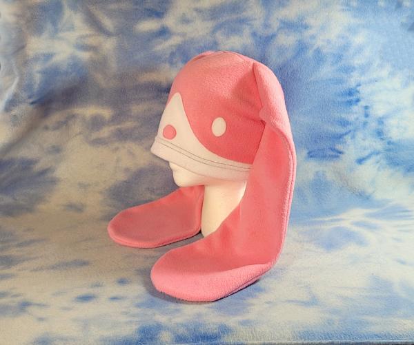 Strawberry Tuxedo Bunny Hat Fleece Ears Rabbit Pink picture