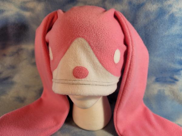 Strawberry Tuxedo Bunny Hat Fleece Ears Rabbit Pink picture