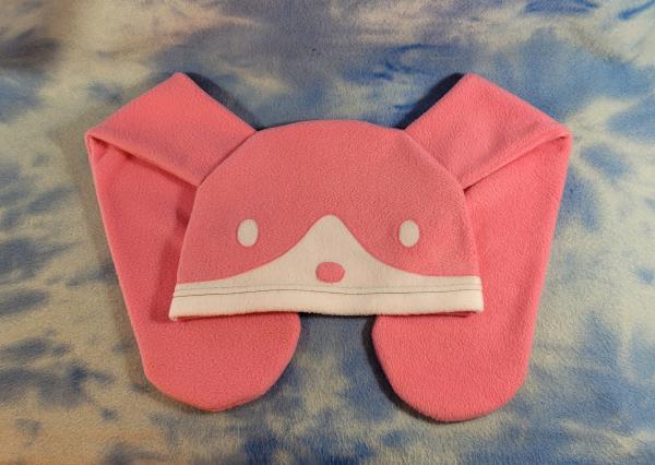 Strawberry Tuxedo Bunny Hat Fleece Ears Rabbit Pink picture