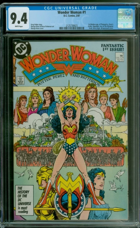 Wonder Woman 1 CGC 9.4 NM 1st Modern Themyscira George Pérez cover DC 1987