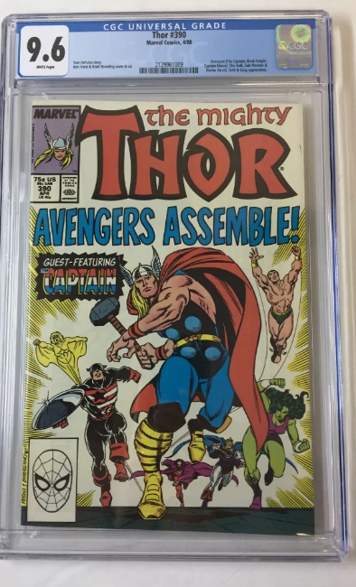 THOR #390 (1988) NM/NM+ CGC 9.6 1st time Cap wields MJOLNIR hammer MCU AVENGERS picture