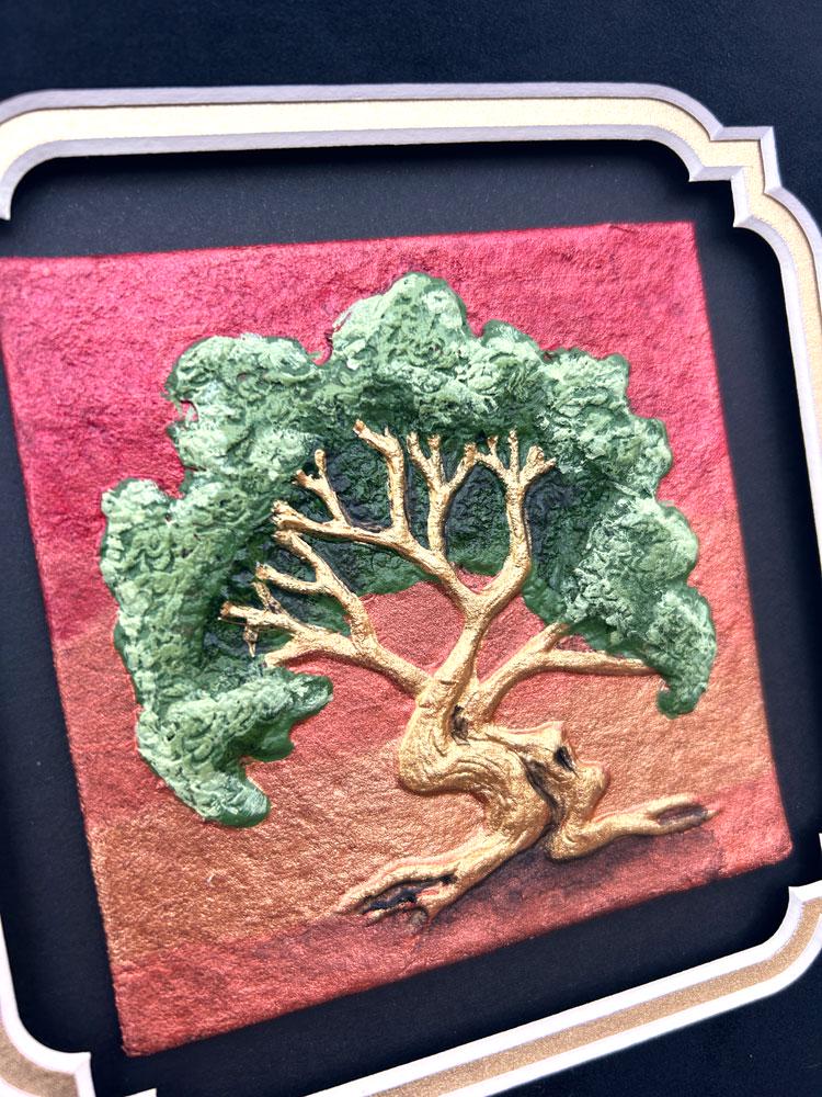 Four Seasons 8" x 32" - Hand Painted Cast Paper - Trees - Seasons - Spring, Summer, Autumn and Winter picture