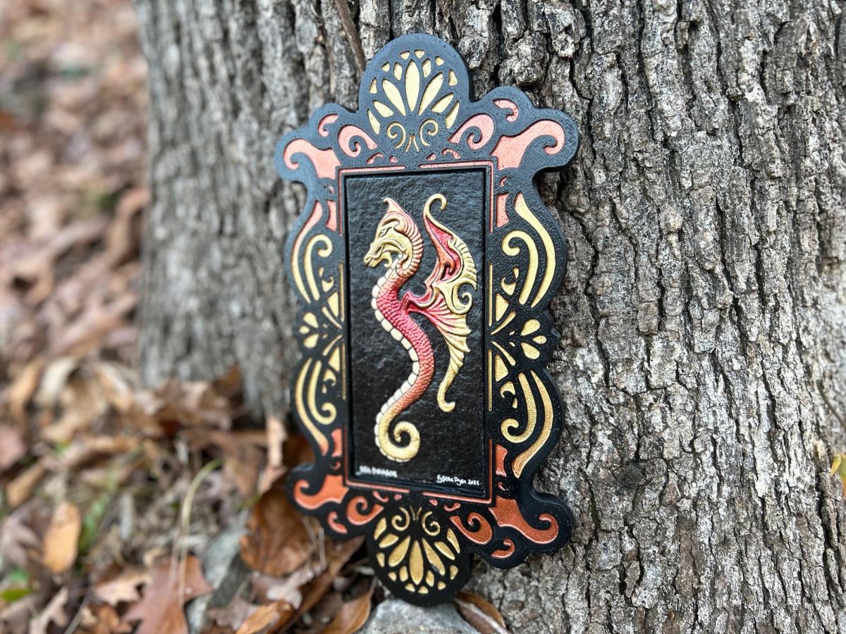 Sea Dragon  - Kevin Dyer Cast Paper - Fantasy Water Drake Wyrm Ocean Undine 3d Dimensional Hanging Wall Decor Aesthetic Handpainted Colorful picture