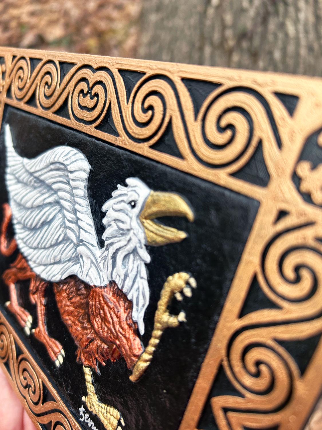 Gryphon - Cast Paper Kevin Dyer - Fantasy Heraldry Griffin Griffon legendary creature mythical folklore lion Celtic Irish Scottish Welsh picture