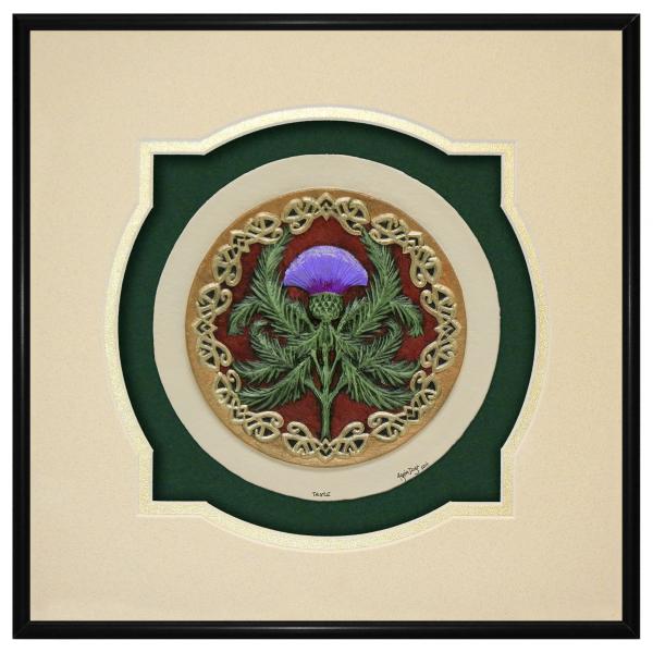 Scottish Thistle - hand painted cast paper picture