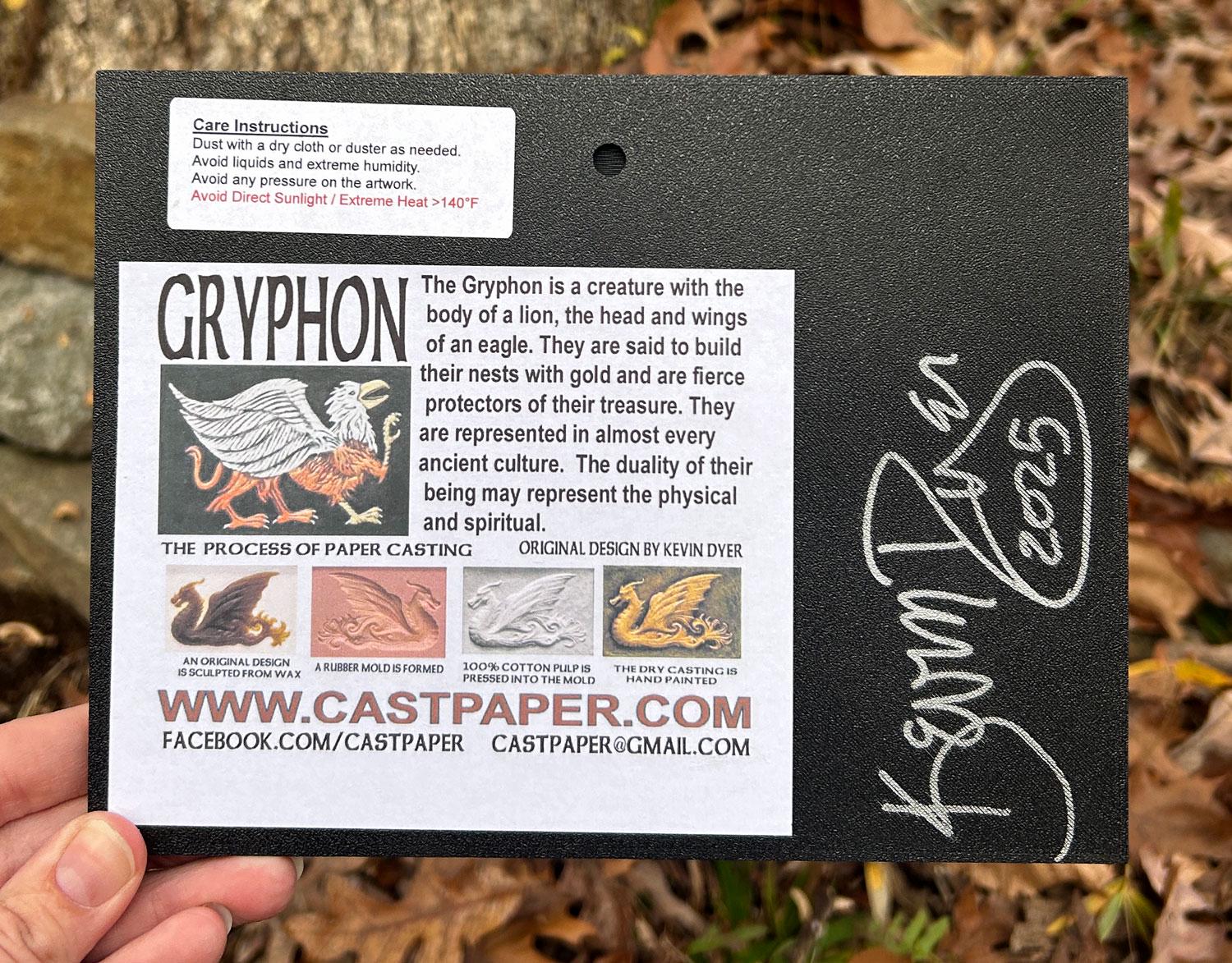 Gryphon - Cast Paper Kevin Dyer - Fantasy Heraldry Griffin Griffon legendary creature mythical folklore lion Celtic Irish Scottish Welsh picture