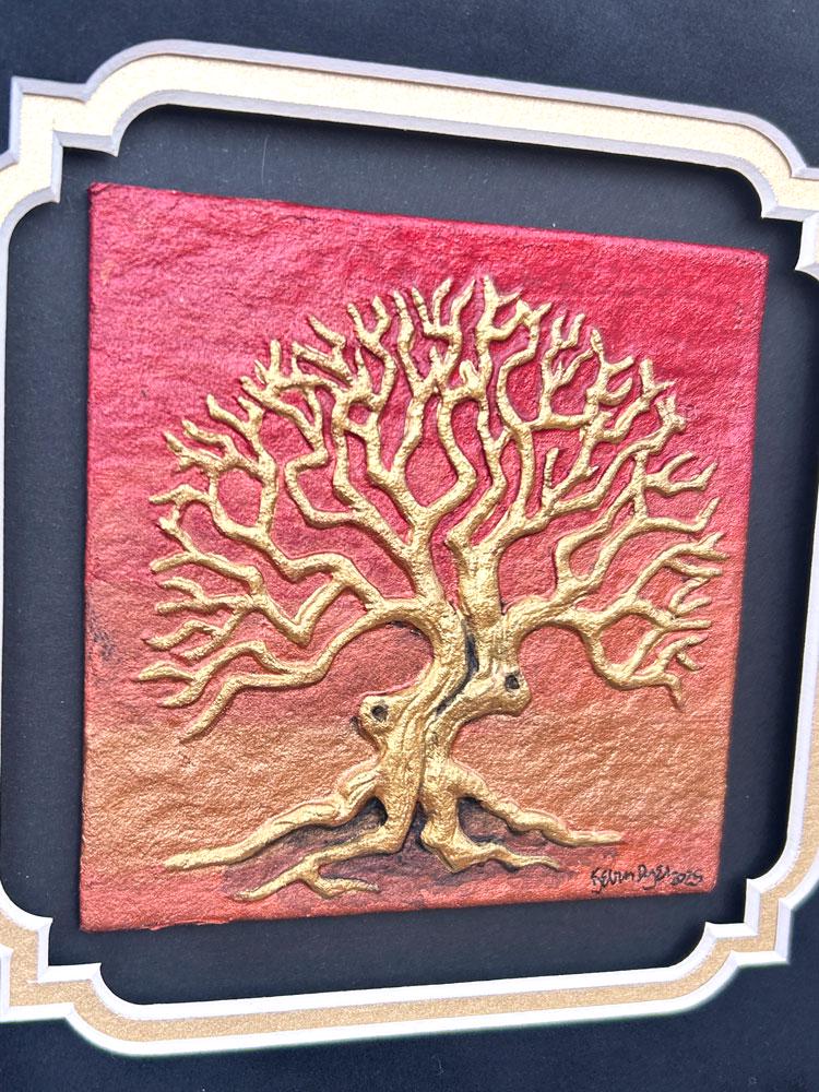 Four Seasons 8" x 32" - Hand Painted Cast Paper - Trees - Seasons - Spring, Summer, Autumn and Winter picture