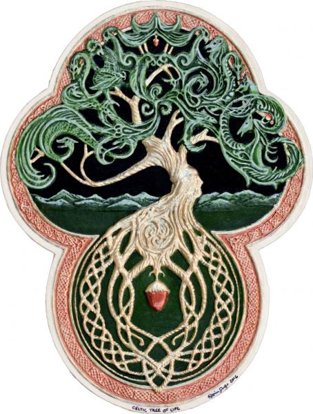 Celtic Tree of Life - Framed Hand Painted Cast Paper - Designer Frame picture