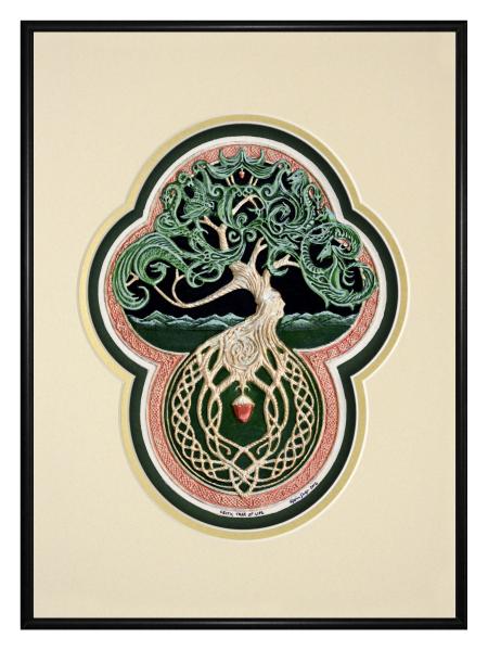 Celtic Tree of Life - Framed Hand Painted Cast Paper - Designer Frame picture