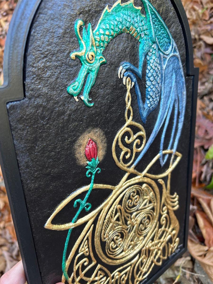 Celtic Dragon - Cast Paper - Fantasy art - Celtic Dragon - Drake - Draco - Celtic Drake picture