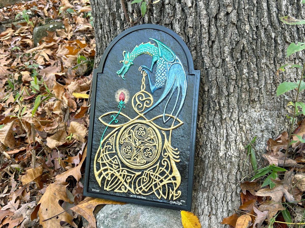 Celtic Dragon - Cast Paper - Fantasy art - Celtic Dragon - Drake - Draco - Celtic Drake picture