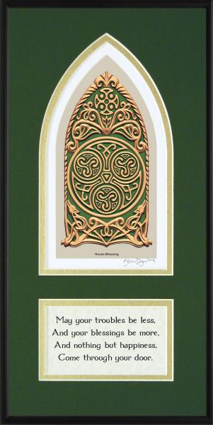 Celtic House Blessing - Framed Digital Art Print 8" x 16" picture