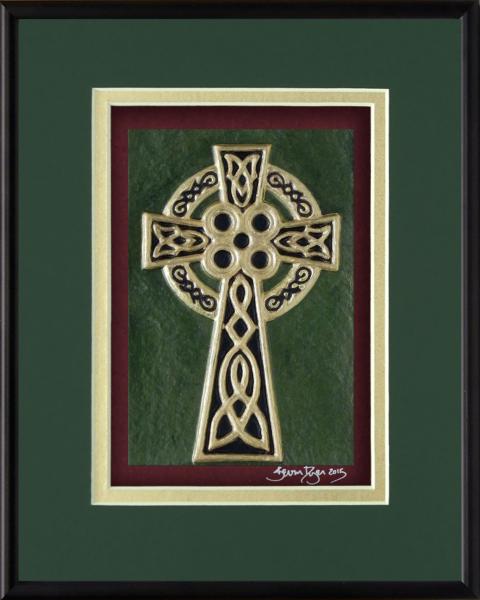 Celtic High Cross Framed Hand Painted Paper Casting picture