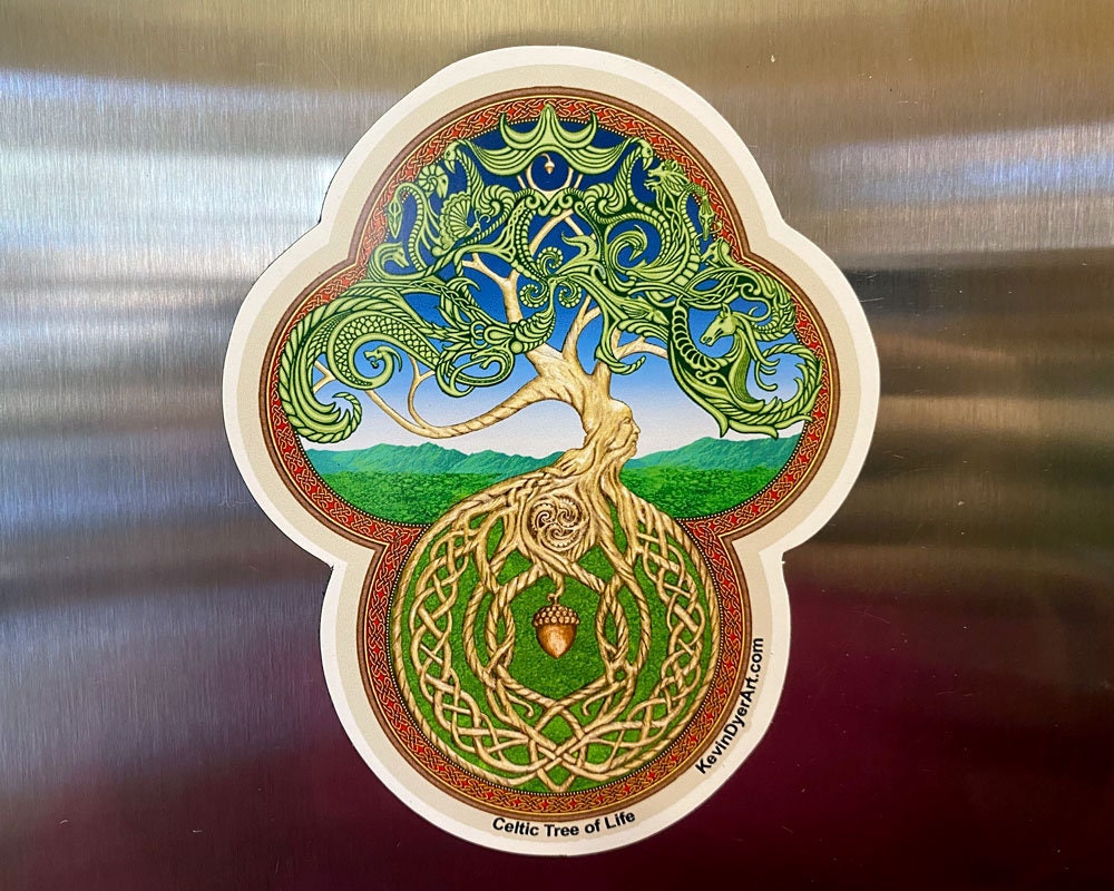 Celtic Die-Cut Magnet 6 pack  - Irish Scottish Yggdrasil Celtic Raven Tree of Life Thistle Cat picture