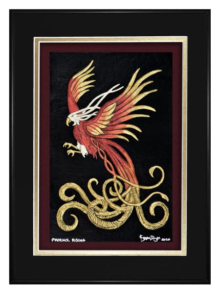 Phoenix Rising - hand painted cast paper picture