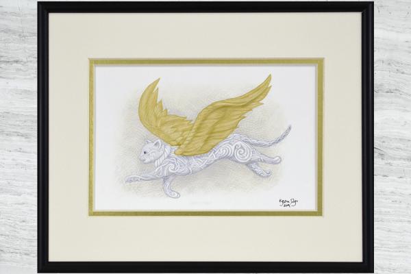 Flight of Fancy - Framed Digital Print - Flying Cat - Cat Angel - 8" x 10"