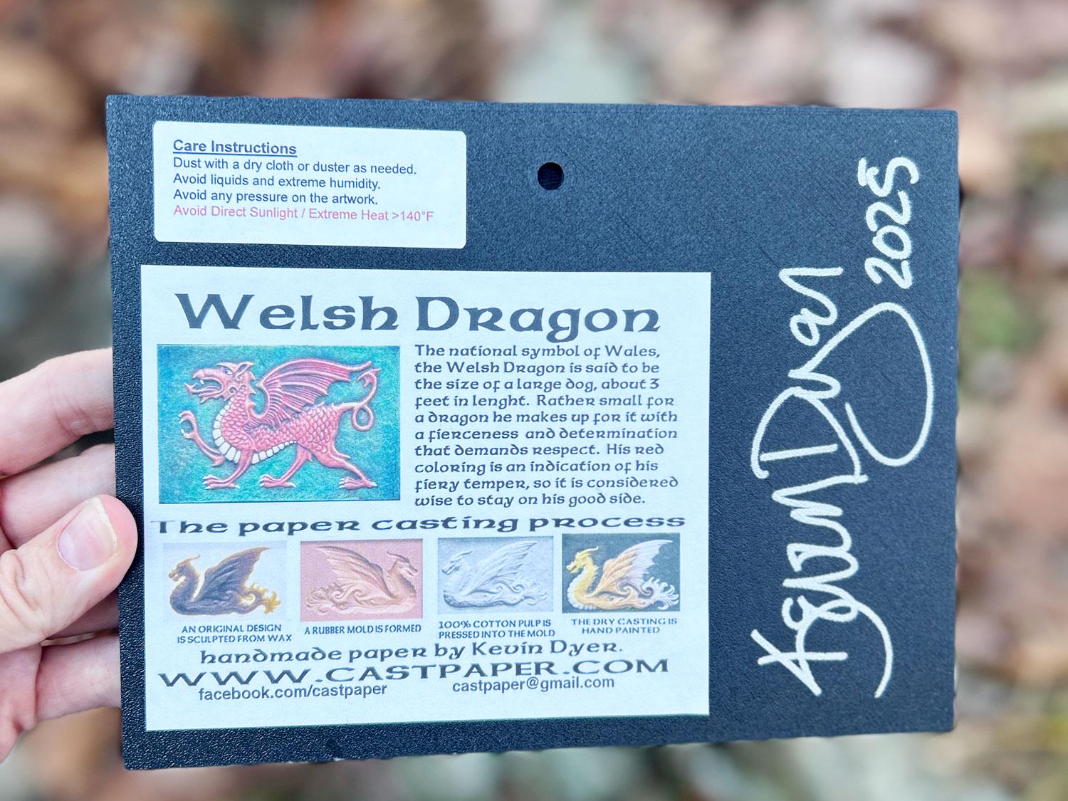 Welsh Dragon - Cast Paper - Fantasy art - Celtic Dragon - Celtic Knot -  Draco - Wyrm - Red Dragon - Wales - United Kingdom picture