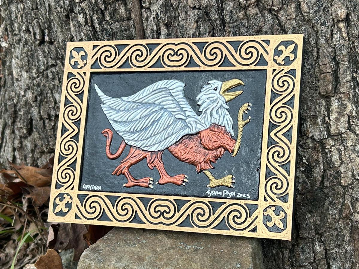 Gryphon - Cast Paper Kevin Dyer - Fantasy Heraldry Griffin Griffon legendary creature mythical folklore lion Celtic Irish Scottish Welsh picture