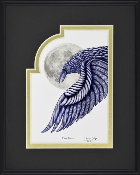 Moon Raven -Framed Digital Art Print - 8" x 10"