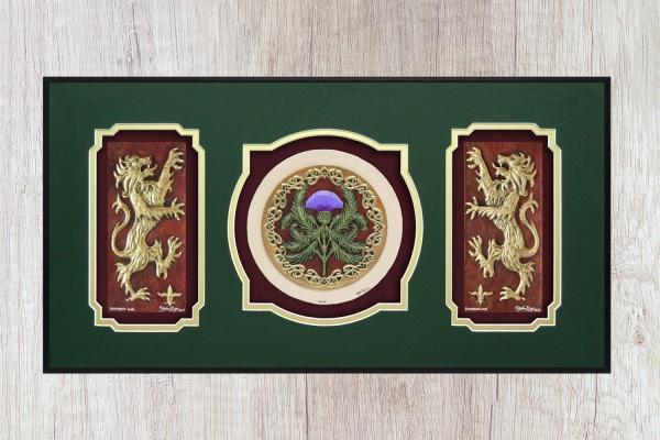 Scottish Triptych - Cast Paper - Celtic art - Scottish art - Scottish Gaelic - Scotland - Scottish clan - Emblem of Scotland