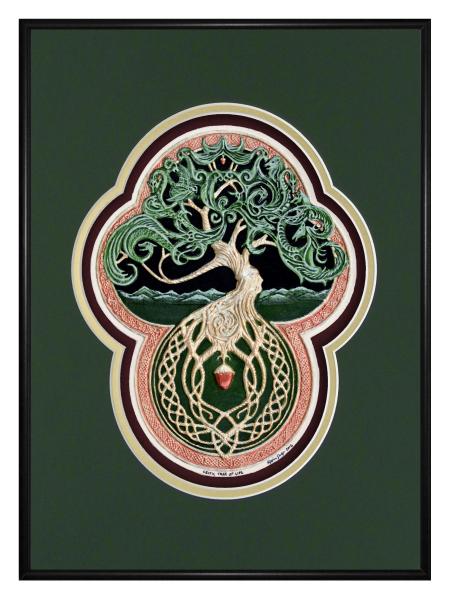 Celtic Tree of Life - Framed Hand Painted Cast Paper - Designer Frame picture