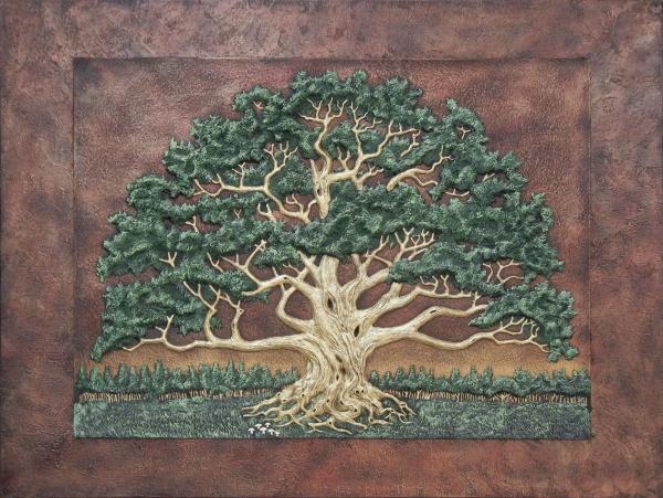 The Wisdom Tree- Hand Painted Cast Paper on canvas picture