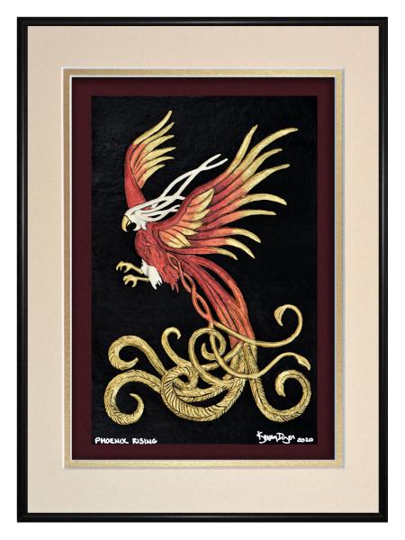 Phoenix Rising - hand painted cast paper picture