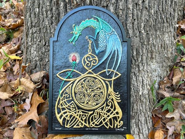 Celtic Dragon - Cast Paper - Fantasy art - Celtic Dragon - Drake - Draco - Celtic Drake