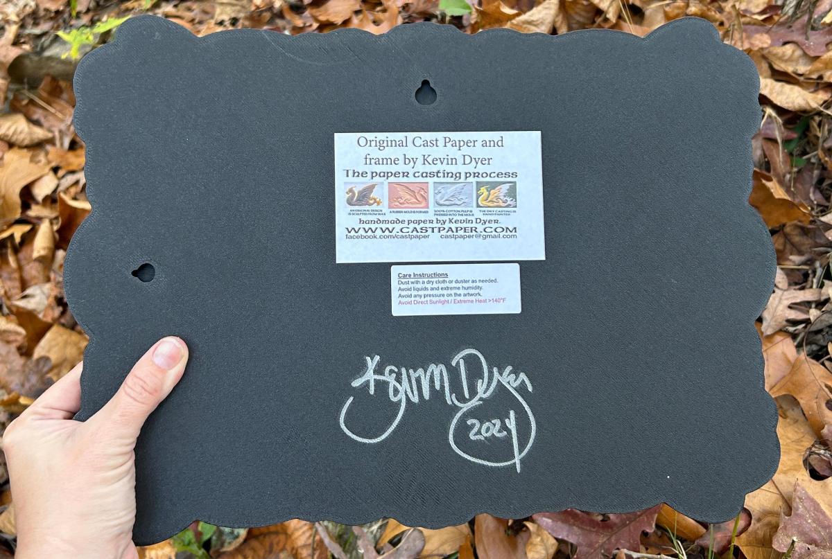 Flight of Fancy - Cast Paper - Fantasy art - Winged Feline- Angel Cat - Kitty Fairy - Black White Cat picture