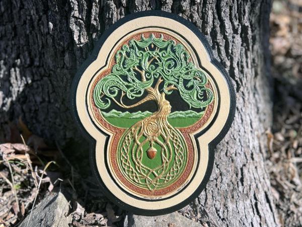Celtic Tree of Life- Hand Painted Cast Paper - Aesthetic wall decor -  Great Oak - Acorn - Irish art  yggdrasil