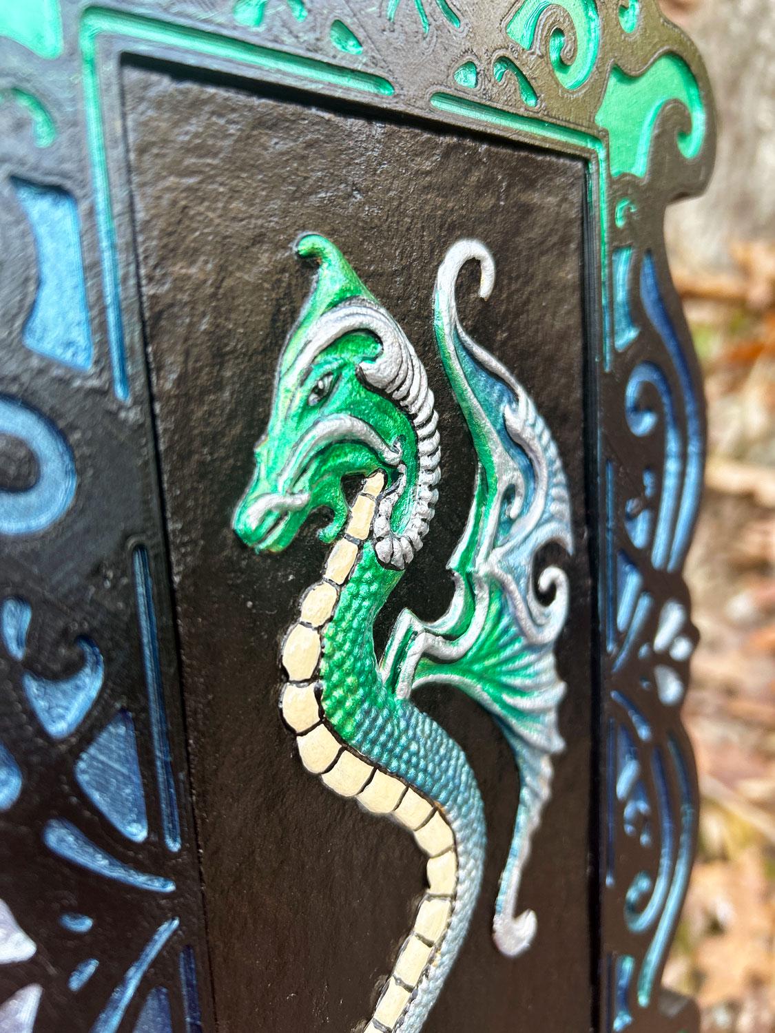 Sea Dragon  - Kevin Dyer Cast Paper - Fantasy Water Drake Wyrm Ocean Undine 3d Dimensional Hanging Wall Decor Aesthetic Handpainted Colorful picture