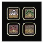Four Seasons Hand Painted Cast Paper in Designer Frame