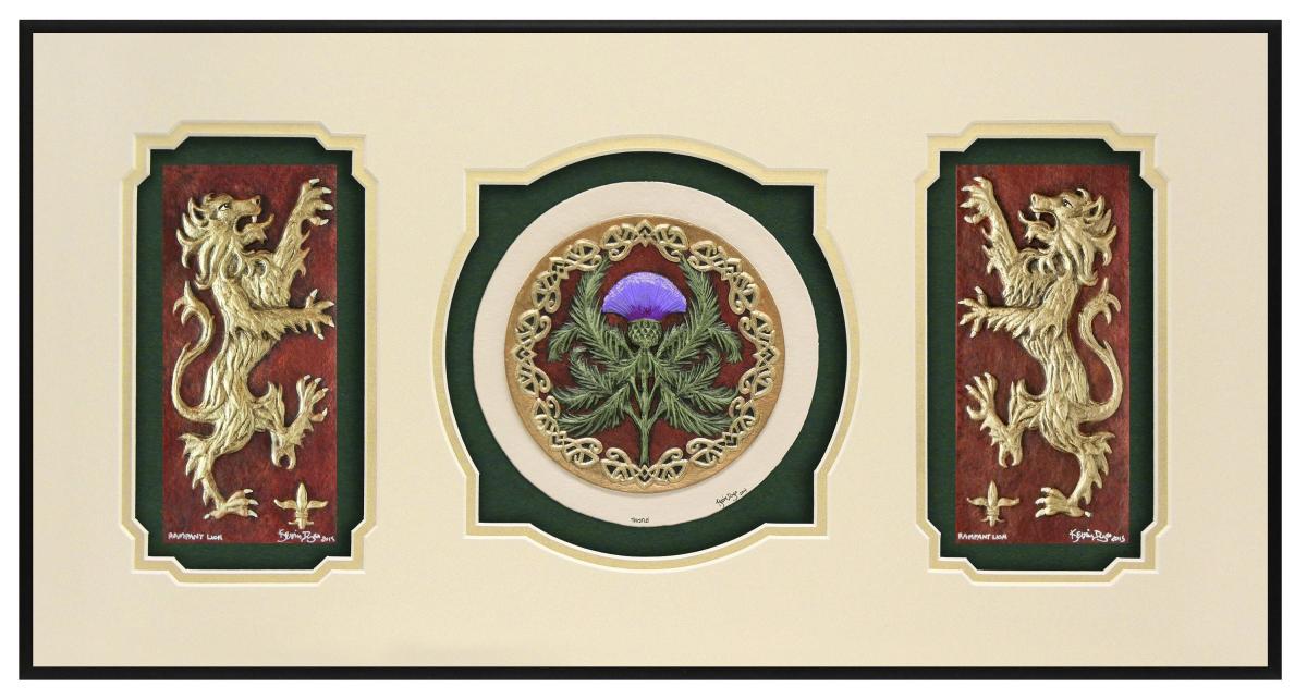 Scottish Triptych - Cast Paper - Celtic art - Scottish art - Scottish Gaelic - Scotland - Scottish clan - Emblem of Scotland picture