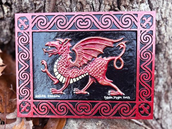 Welsh Dragon - Cast Paper - Fantasy art - Celtic Dragon - Celtic Knot -  Draco - Wyrm - Red Dragon - Wales - United Kingdom