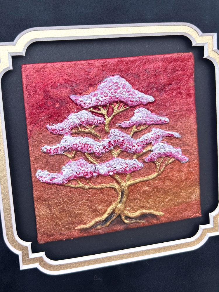 Four Seasons 8" x 32" - Hand Painted Cast Paper - Trees - Seasons - Spring, Summer, Autumn and Winter picture