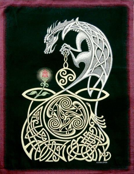 Celtic Dragon 25" x 35" Woven Tapestry