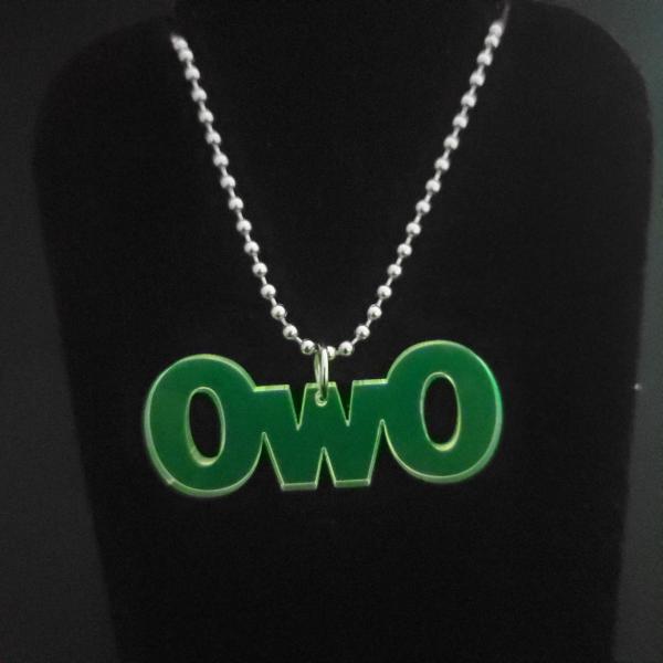 Acrylic green owo necklace
