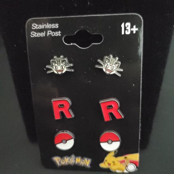 Pokemon team rocket 3 tack stud earrings