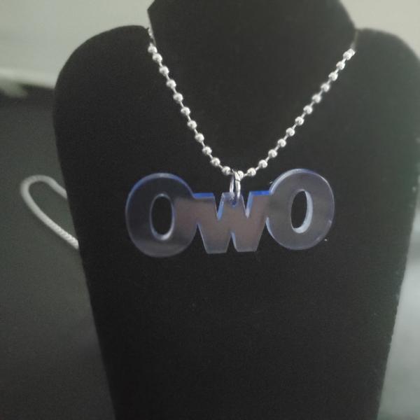 Acrylic blue owo necklace