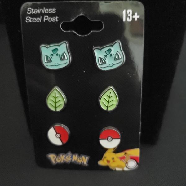 Pokemon bulbasaur 3 pack of stud earring picture