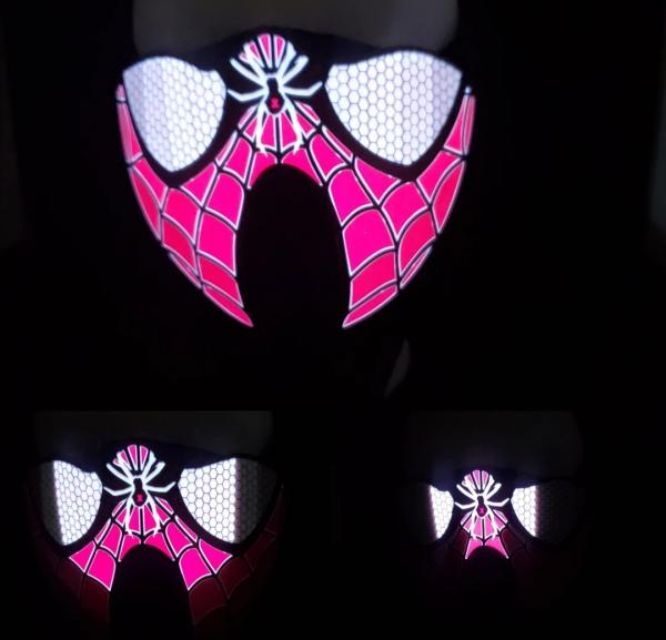 Sound Activated spider gwen mask (Pink/black/white picture