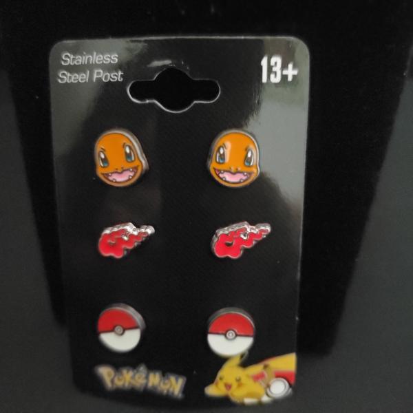 Pokemon fire type 3 pack stud earrings picture