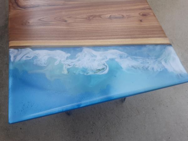 Epoxy River Ocean Scene Table made of Elm wood picture