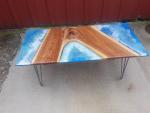 Epoxy River Ocean Scene Table made of Elm wood