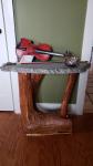Natural Stump End Table w/soap stone top