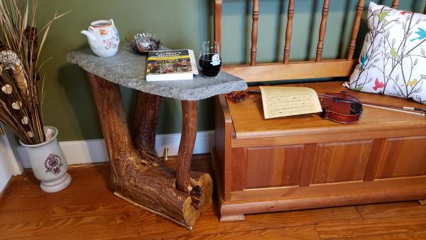 Natural Stump End Table w/soap stone top picture