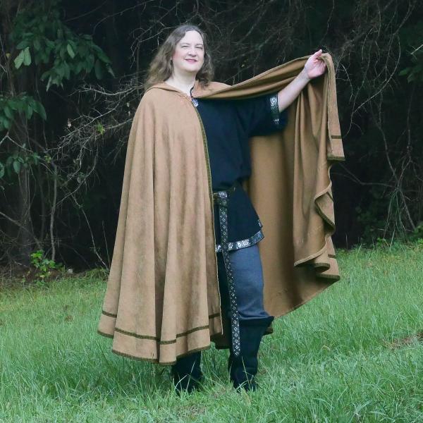 Golden Brown Full Circle Cloak with Hood and Trim - CLK-127 picture