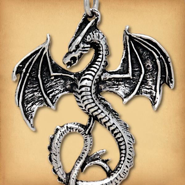 Silver Flying Dragon Pendant - PSS-700