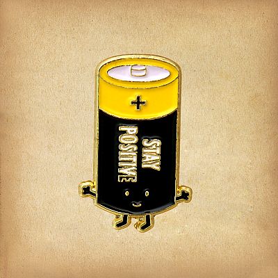 "Stay Positive" Battery Enamel Pin - *Clearance* - PIN-X184
